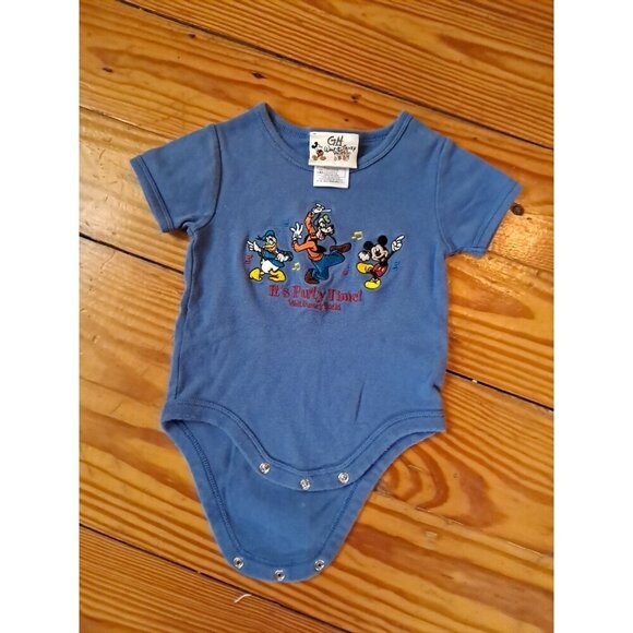 Vintage Baby Ringer t-shirt Bodysuit Sz 6M Walt Disney World Florida mickey - Picture 2 of 3